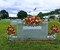 Artificial Cemetery & Memorial Flowers with Vase – Red Silk Rose Gravesite Bouquets, Outdoor Headstone Decoration, Long-Lasting Memorial Arrangement (2 Sets, 18 Heads)